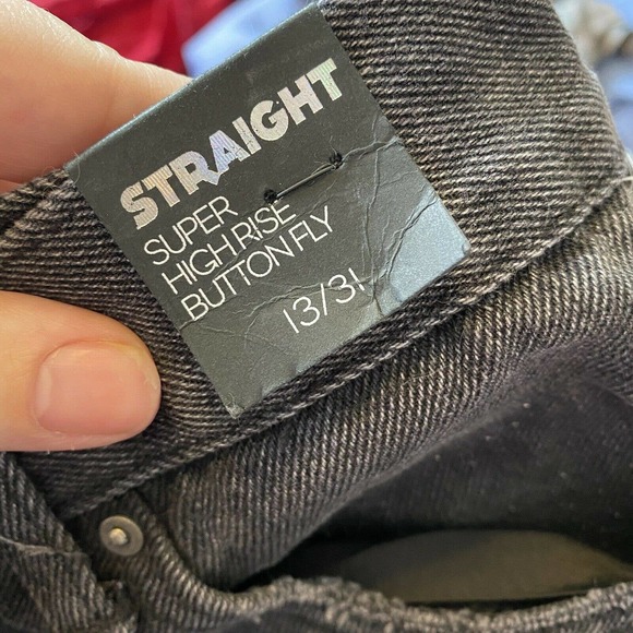 Simple Society Black Denim High Waisted Straight Jeans Rhinestone Bling 13 / 31 - Picture 5 of 5